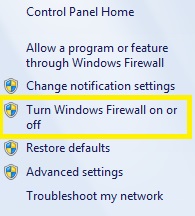 打开或关闭 Windows 防火墙